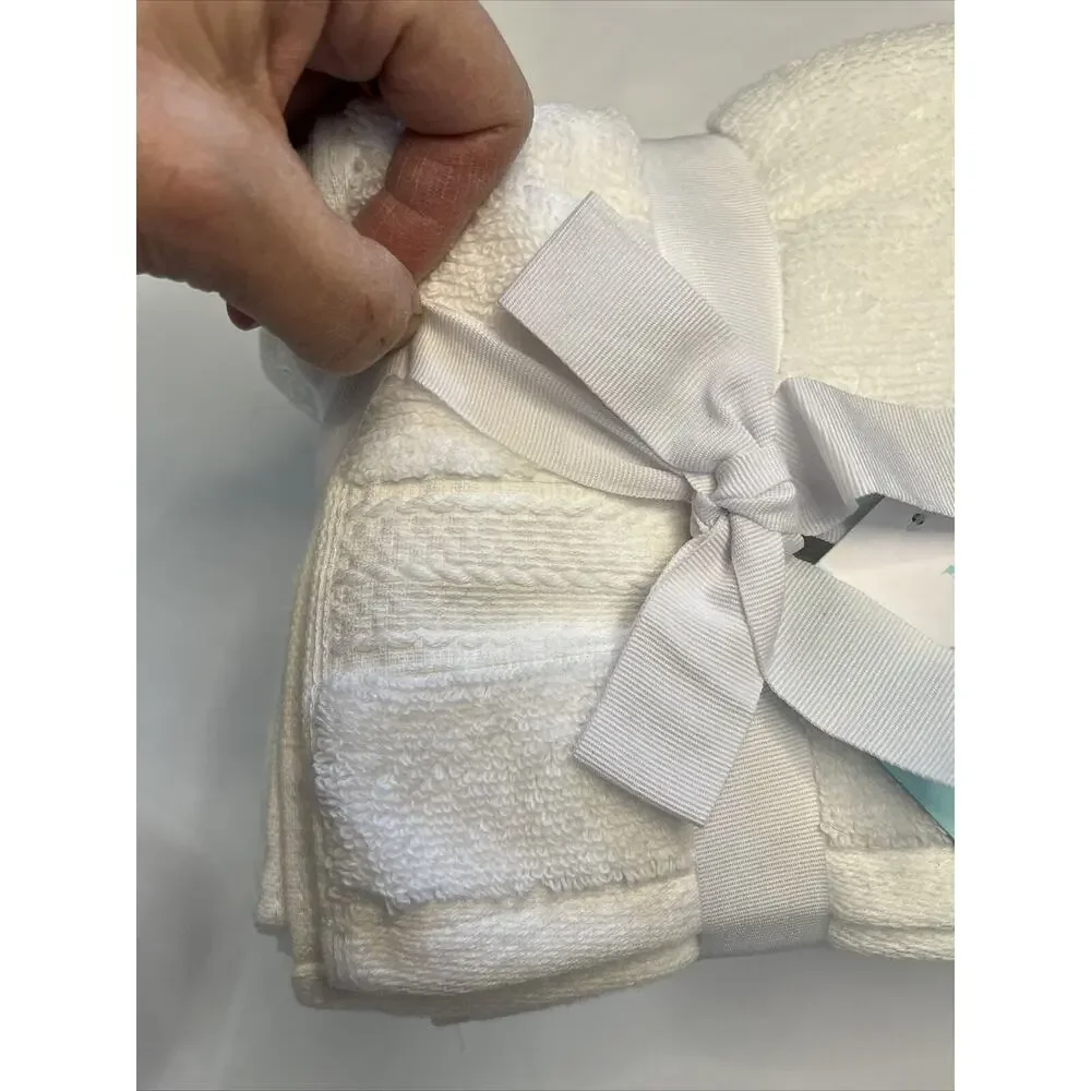 Martha Stewart Plush Hand Towels Everyday White 16x30 Inch Cotton Set of 2